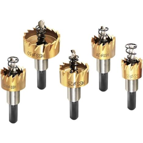 5 Pcs Scie À Cloche HSS Acier Cobalte HSS Scie Cloche en Acier Inoxydable, Perçage De Métal pour Outils Électriques De Forage À Métaux 16Mm 18.5Mm 20Mm 25Mm 30Mm or (1/4)
