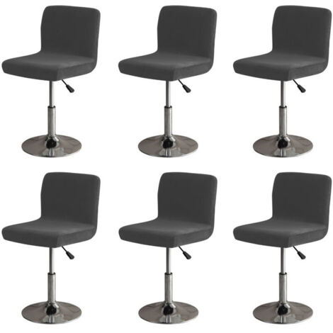 Noir-Bar Stool Lot de 6 housses de chaise extensibles amovibles avec housse de dossier pour chaise pivotante courte avec dossier (pas de chaises) (1/5)