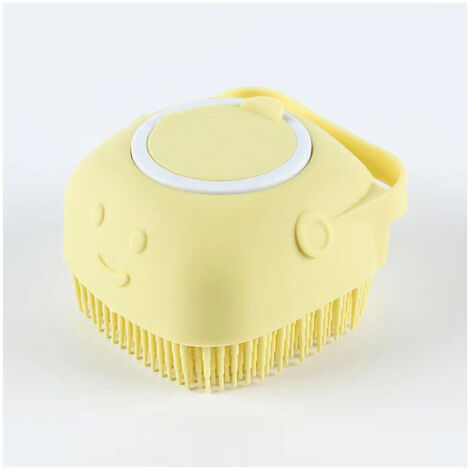 Brosse de Bain Démêlante en Silicone pour Chiens à Poils Courts et Longs Accessoire de Toilettage de Massage et Nettoyage Rapide avec Réservoir et Distributeur d'Eau et de Shampoing (JAUNE) (1/5)