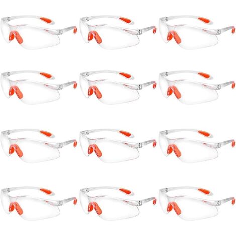 CSPARKV 12 pcs Lunettes de Sécurité Surlunettes de Protection Transparentes avec Verres en Plastique Pont-de-Nez et Embouts de Branches en Caoutchouc pour Équipement de Protection Individual Lunette P (1/5)