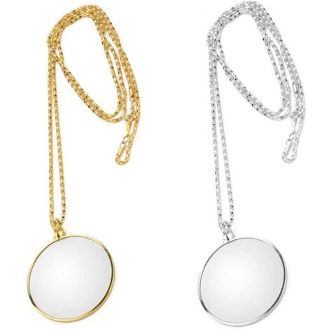 2 Pièces Lentille Monocle Loupe, Collier de Lentille Optique, Loupe Lecture Décoration, Loupe Chaîne de Bijoux, Colliers Loupe, pour Lire des Livres, des Journaux, Travailler ou Voyager (1/5)