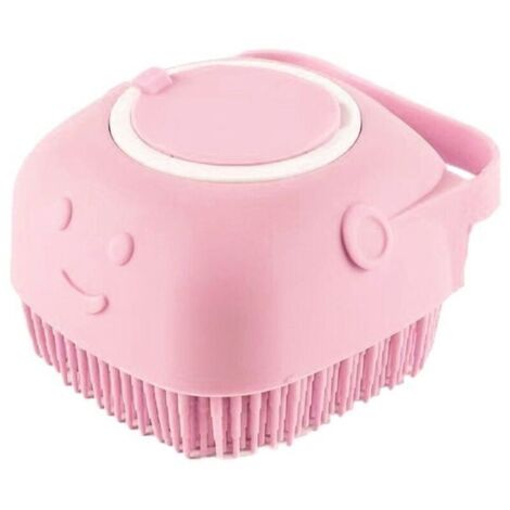 Brosse de Bain Démêlante en Silicone pour Chiens à Poils Courts et Longs Accessoire de Toilettage de Massage et Nettoyage Rapide avec Réservoir et Distributeur d'Eau et de Shampoing (ROSE) (1/5)