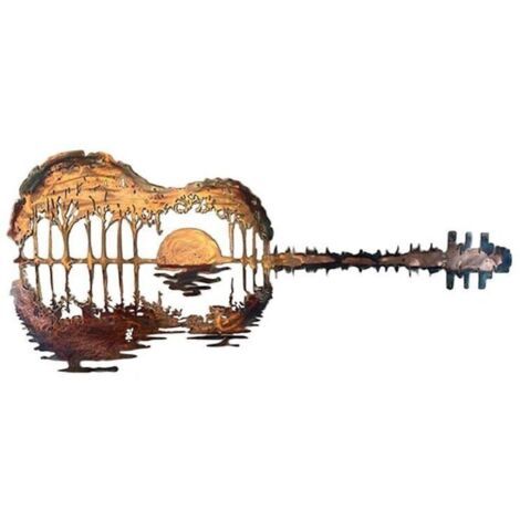 40 x22 cm-Décoration Murale Deco Murale en Métal Guitare Abstraite Décoration Chambre Salon Guitare Sunset Décoration Maison Décoration Murale Fer Moderne pour Bureau à Domicile Décoration Dhôtel Cade (1/5)