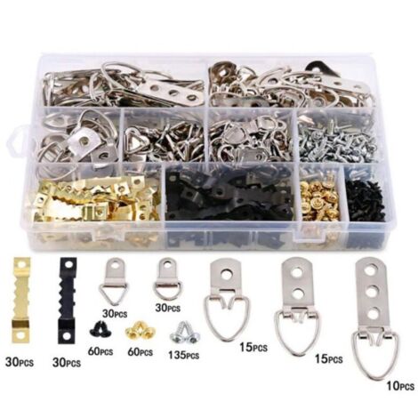 415 Pcs Crochet Tableau Mural Accroche Murale Support Cadre Crochets Metal pour Cadre Photo Suspension de Tableaux Attache Murale pour Cadres Encadrement Photo Clous pour Image Miroir (1/5)