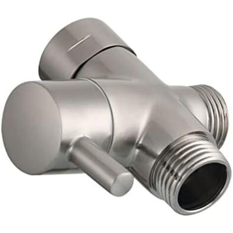 CSPARKV 7.3x6.7x4.8cm Nickel brossé Valve 3 voies en laiton massif G1/2" Douchette Composants de Douche Raccord universels (1/5)