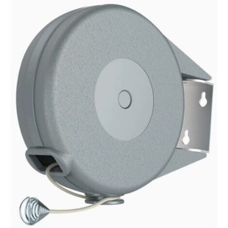 Corde à linge rétractable à fixation murale, extensible pour intérieur et extérieur, jardin, terrasse, buanderie ou buanderie (15 m, gris) (1/2)