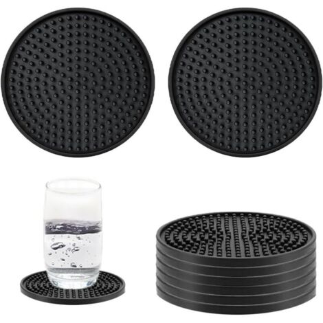 Lot de 8 dessous de verre ronds en silicone antidérapants pour la maison, café, bar, hôtel (1/5)