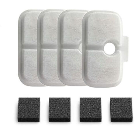 Filtre Fontaine Eau Chat, Filtres de Rechange pour Fontaine à Chat avec éponges Pré-filtrantes, Filtres de Remplacement pour Fontaine a Eau Chat, Filtres à Charbon et Eponges de Préfiltration (1/5)