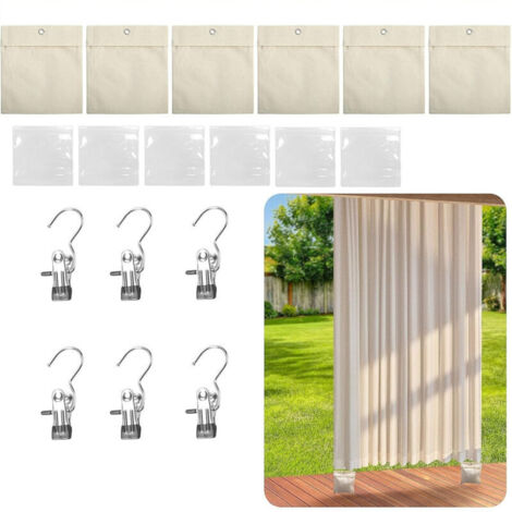 Lot De 6 Sacs De Lestage Pour Rideaux Extérieurs, Sacs De Sable Portable Avec Clips Métalliques, Convient Pour Fixer Des Rideaux Extérieurs, Nappe, Tentes (1/5)