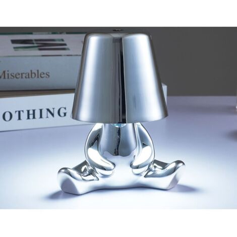 Lampe de Table LED sans Fil Créative Rechargeable à Pile Lampe Portative Réglable en Luminosité Design de Modèle Mignon pour Restaurant Chambre à Coucher Patio Studio Article Noël Argent-G (1/5)