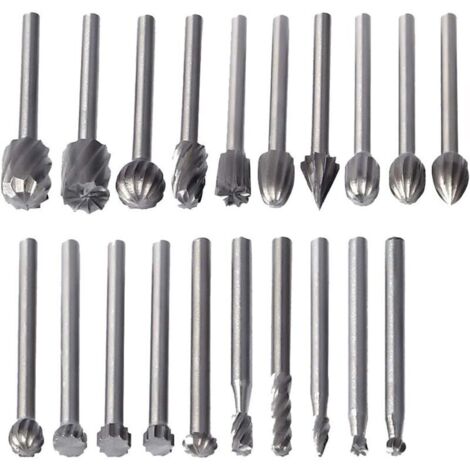 20 Pcs Fraises Rotatives, Hss Burrs Rotatives Embouts De Fraisage Outil Routage De Bois Accessoires Outil Rotatif 3mm Tige Pour Dremel MINKUROW (1/4)
