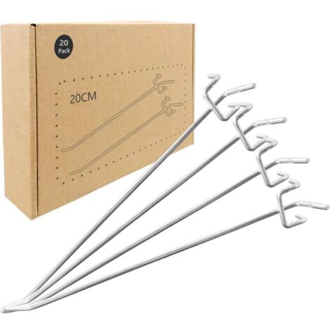 ZOLGINAH Crochets pour panneau perforé 200 mm, 20 Pcs Métal Crochets Panneaux Perforés, Crochets en métal, panneaux perforés crochets de garage Organisation doutils (1/5)