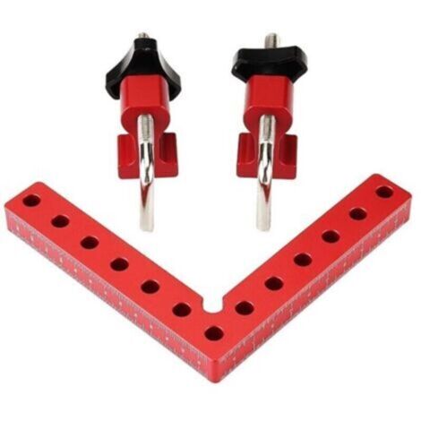 Carrés de positionnement à 90 degrés 16 cm × 16 cm, équerres à angle droit avec 2 pinces, pince d'angle de type L en alliage d'aluminium pour menuiserie Outil de serrage pour cadres photos, boîtes (1/4)