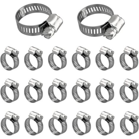 20 Pièces Tuyau Pinces Collier Serrage Inox 13-19 Mm Réglable Collier Serrage Collier De Serrage Robuste Et Résistant À La Rouille Pour Famille Tuyau D'eau Réservoir De Gaz Tube D'automobiles (1/5)