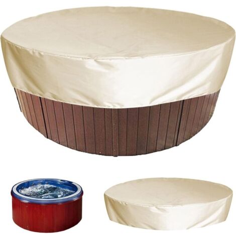Couverture de Bain à Remous Rond Extérieur Housse de Protection Anti-Poussière Étanche pour Piscine Résistante Aux UV pour Meubles de Jardin de Baignoire à Remous Spa-Beige 160 x 90cm (1/4)