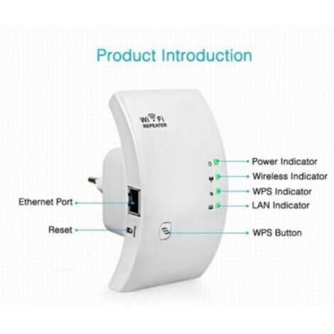 Répéteur WiFi Amplificateur WiFi 300Mbps Couvre Jusqu'à 200㎡, WiFi Extender Booster Point d'Accès Port, Augmente la Couverture WiFi,Compatible avec Toutes Les Box Internet, Ethernet Port, WP (1/3)