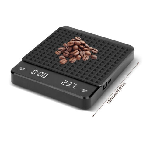 Balance Café Avec Minuterie, Balance De Precision Avec Écran Led Et Coussin Thermique, Multifonctionnelle Balance De Cuisine Precision 3kg/0.1g, Fonction Tare (G/Oz/Ml), Arrêt Automatique (1/5)