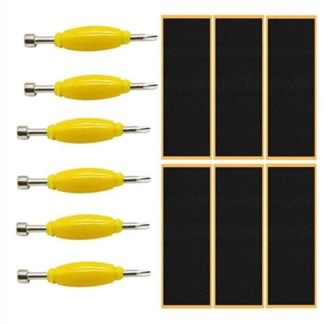 Paquet de 12 Autocollants Mousse Adhésive Poignée Touche Remplacement avec Tournevis pour Skateboard (1/4)