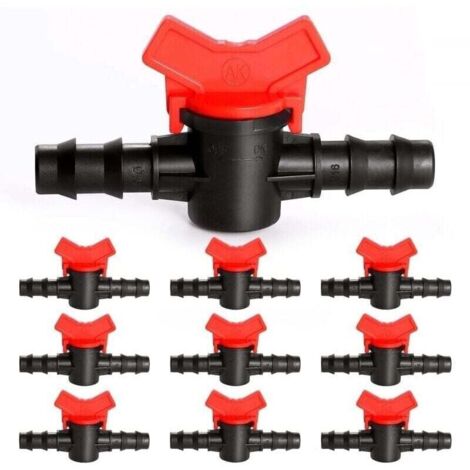 10 Pices 16mm Vanne Commutation d\'Irrigation, Irrigation Pipe Valve Switch, Robinet Jardin en Plastique PE, Robinet Barbel Double Mle, pour L\'irrigation des Pelouses de Jardin (1/4)
