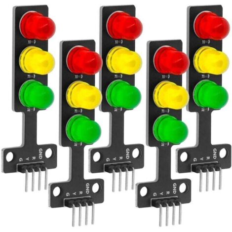 5X Module de Feu Signalisation LED Bricolage Mini 3.3-5V Compatible avec pour (1/4)