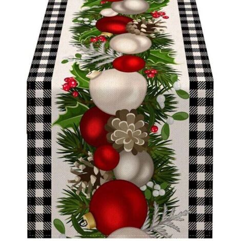 Table de NoëL Noir et Blanc à Carreaux DéCoration Maison Vacances Cuisine (1/4)