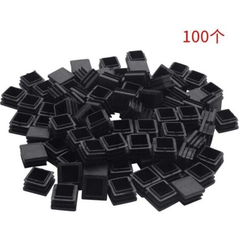 100Pcs Embouts De Tube Carrés En Plastique, Bouchons 20 Mm X Mm, Noir (1/4)