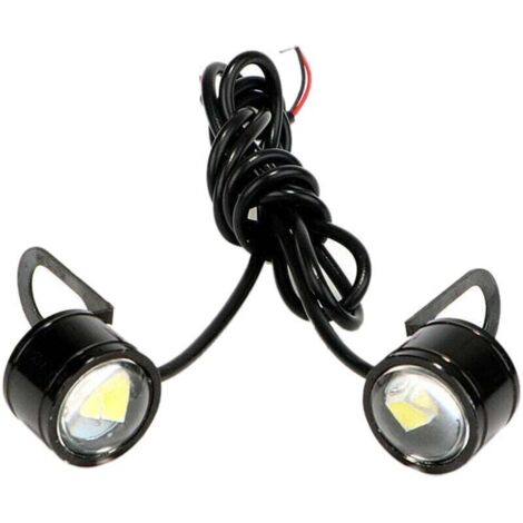 Phare Moto LED Blanc Projecteur Conduite Jour Lampe Course 2 Pièces Série (1/4)