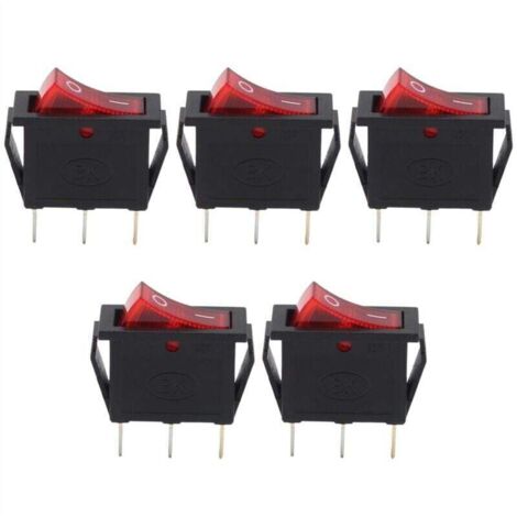 (R) AC 16A/250V 20A/125V rouge Illumine On Off SPST Bateau interrupteur a bascule x 5 Pcs (1/4)