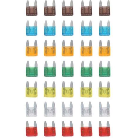 Lot de 35 Fusibles Mini Lame Mélange 5 7.5 10 15 20 25 30 Amp pour Automobile (1/4)