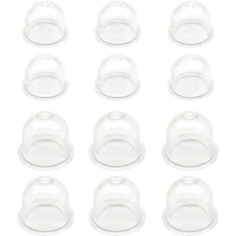 12Pcs Blanche Pompe D'ampoule D'amorce 19 mm/22mm Tasse D'huile de Carburateur Capsule D'allumage Pompe à Carburant pour Tondeuse, Débroussailleuse, Scie à Essence, Tronçonneuse (1/4)