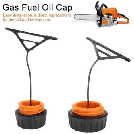 Lot de 2 Bouchon de réservoir de gaz Bouchon d'huile Pièces de Rechange pour Stihl 020 021 023 024 025 026 028 034 038 Tronçonneuse pour couvercle de mazout (1/4)