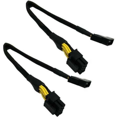 Lot de 2 Adaptateurs d'Alimentation Molex Mâle vers CPU 8 Broches 4+4 EPS-12V 33 cm (1/4)