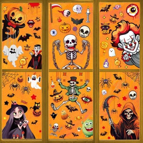 CONCEPTION DOUBLE FACE: Notre autocollant de Halloween est un autocollant électrostatique double face. Lorsque vous collez l&39autocollant sur la fenêtre, il aura la même couleur à l&39intérieur et à (1/4)