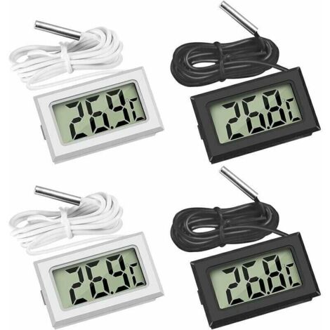Mini Digital LCD Thermomtre Temprature avec Sonde de Temprature Capteur Testeur ,(2X Noir 2X Blanc) (1/4)