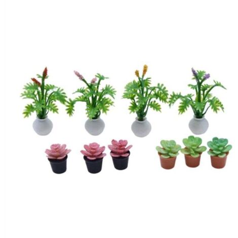 10 Pièces Mini Plante Artificielle Décorations Miniatures Décor de Fleurs Accessoires Pots Plantes Fausse (1/4)