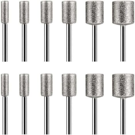 Ensemble 12 Fraises Diamantées pour Pierre Verre Céramique Outils Rotatifs 4 5 6 8 10 mm (1/4)