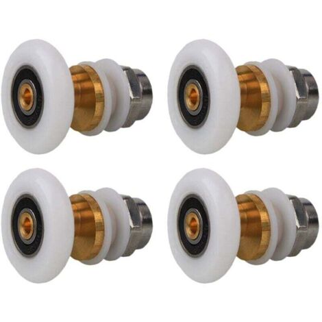 Roulettes Porte de Douche 23mm, Roulette Porte Coulissante Douche en Laiton 4 Pièces pour Rouleau pour Remplacement de Douche Coulissante Verre Porte Coureurs Rouleaux (23MM) (1/4)