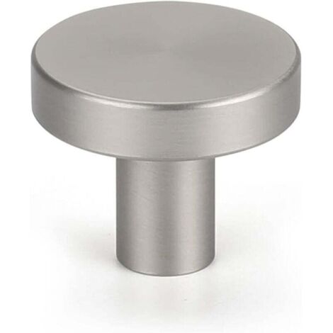 Lot de 4 boutons de meuble ronds en acier inoxydable brossé avec un trou (1/4)