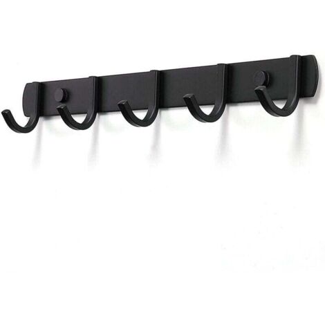Porte Manteau Mural, Patres Porte Manteaux Design En Acier Inoxydable, Patres Salle De Bains Solide pour Chambre Bureau Noir (5 Hook) (1/4)