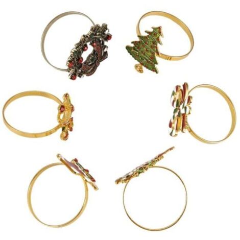 6 PièCes Anneaux de NoëL Porte- Couronne pour la DéCoration Table DîNer FêTe Vacances (1/4)