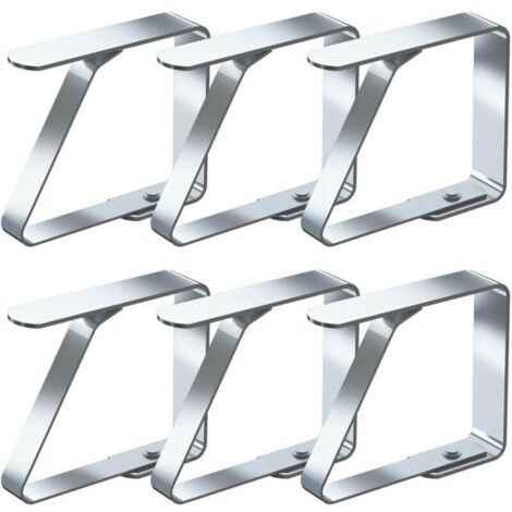 Pinces à Nappe Ensemble de 6 Acier Inoxydable Nappe Clips Anti-Glissant, Convient à Tables de 2,5 à 4 cm d'épaisseur (5,5 cm x 6 Pièces) (1/4)