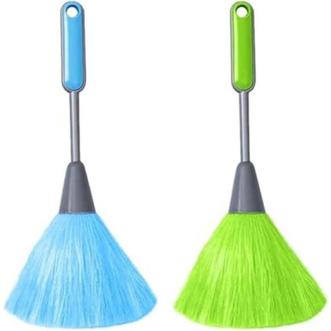 2 pièces plumeaux moelleux pour la cuisine, clavier d'ordinateur, plumeau à main en microfibre, plumeau pour fenêtre, plumeau pour le nettoyage, outil à poussière doux (vert, bleu) (1/4)