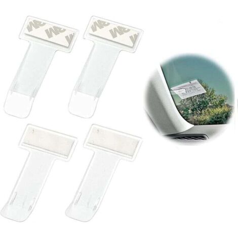 Lot de 4 supports de ticket de voiture transparents à clip pour permis de stationnement, porte-permis de stationnement, pare-vent, autocollants pour permis de stationnement (1/4)
