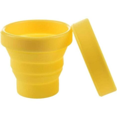 Tasse en Silicone Pliable Gobelets de Voyage Pliables avec Couvercle Hermétique Coupe de Voyage Légère 170ml Jaune (1/4)