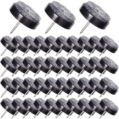 50 Pcs Patin Chaise a Clouer 24mm Tampon Chaise en Feutre pour Protéger Pieds des Meubles Noir (1/4)