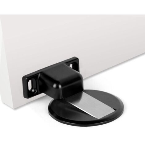 1 PC Arret de Porte Magnetique Arrêt de Porte en Métal, Forte Magnétique Butée de Porte en Métal, Butée de Porte Magnétique Solide Avec Adhésif et Vis (Noir) (1/4)