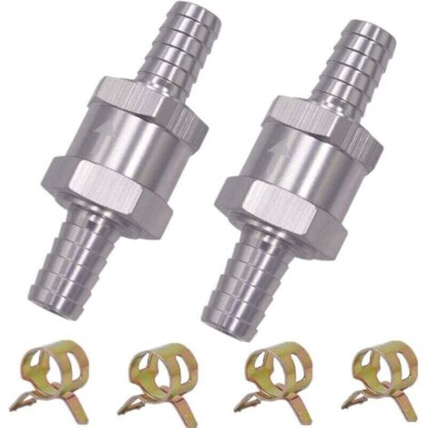 2 Pièces Clapet Anti-Retour 6MM Valve de Carburant en Alliage d'Aluminium Non Retour Clapet Anti-Retour pour Essence Diesel Carburateur Systèmes de Carburant à Basse Pression (6MM) (1/4)