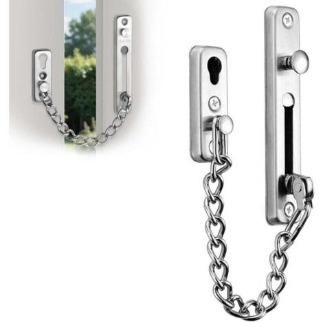 de porte en acier inoxydable, Chaînes de Porte, Verrouillage de Sécurité, Serrure de Porte Privée de Sécurité avec 4 Vis pour la Sécurité de la Porte d'Entrée, etc. (siliver) (1/4)