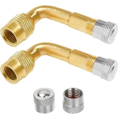 Lot de 2 rallonges de Valve coudées à 90° - en cuivre - pour Voiture, Moto, vélo, Scooter (1/4)
