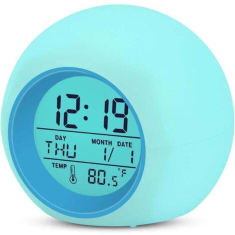 Réveil numérique pour enfant avec veilleuse 7 couleurs, réveil pour garçons et filles, fonction snooze, réveil pour enfants pour table de chevet, bureau, cadeau (1/4)